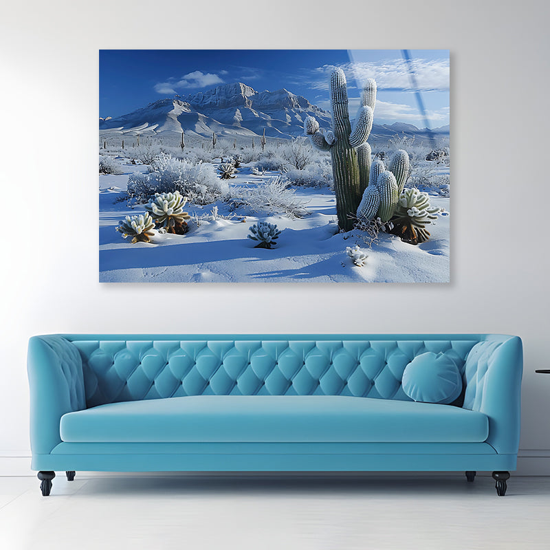 Winter with Snow Covered Trees Acrylic Glass Print Tempered Glass Wall Art 100% Made in Australia Ready to Hang - Bella Home Decor