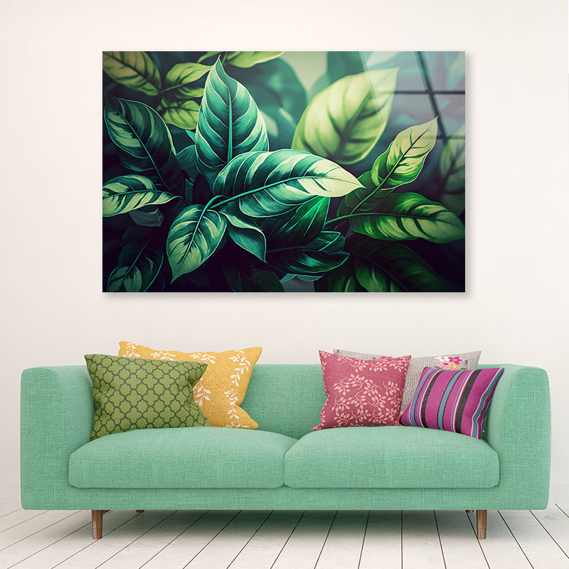 Pattern Featuring Leaves Acrylic Glass Print Tempered Glass Wall Art 100% Made in Australia Ready to Hang - Bella Home Decor