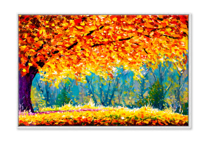 Sunny Autumn Meadow Oil Painting Wall Art Limited Edition High Quality Print Canvas Box Framed White