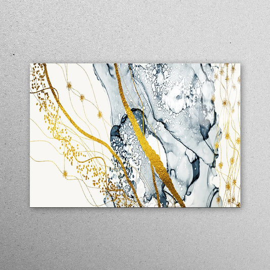 Modern Gold Marble Acrylic Glass Print Tempered Glass Wall Art 100% Made in Australia Ready to Hang