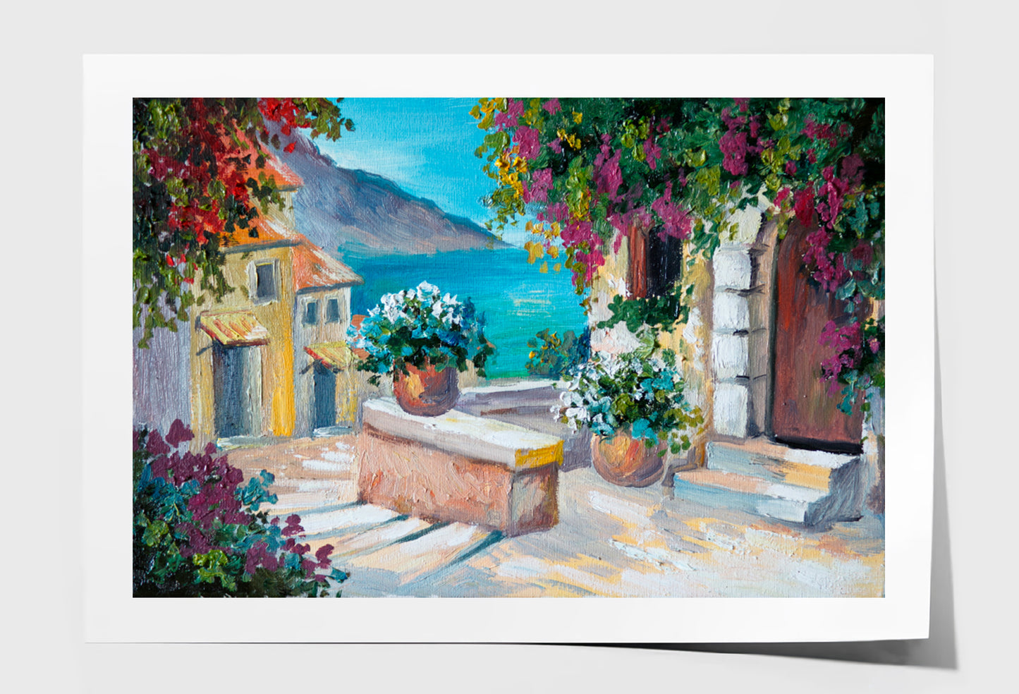 Beautiful Houses Near The Sea Oil Painting Wall Art Limited Edition High Quality Print Unframed Roll Canvas None