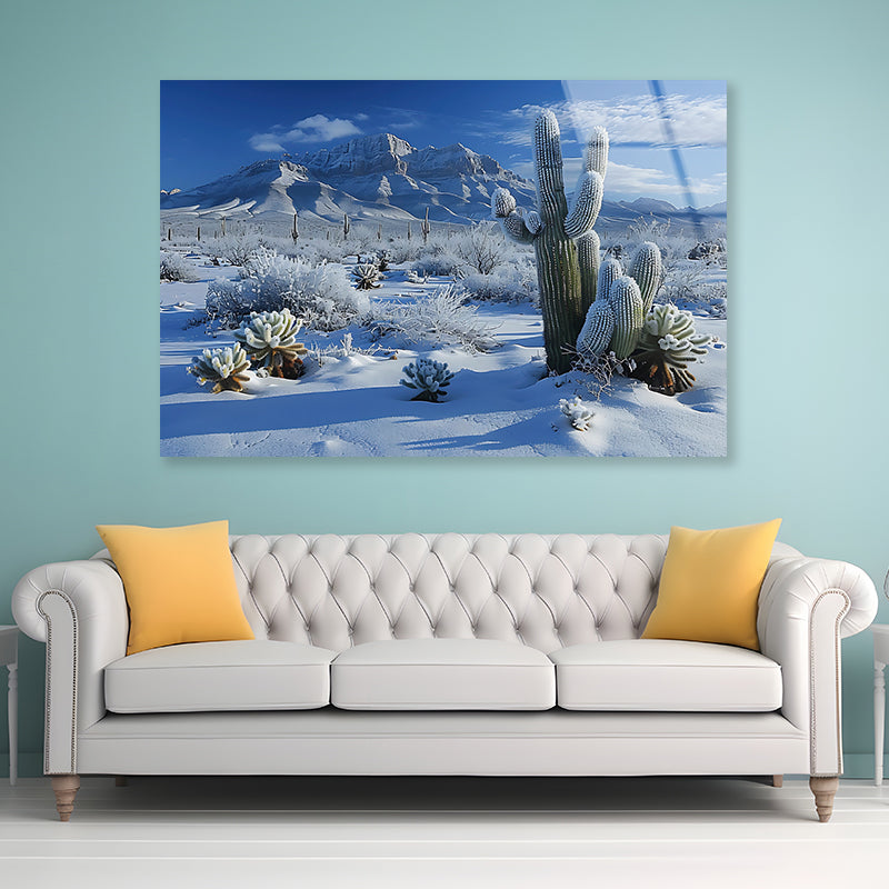 Winter with Snow Covered Trees Acrylic Glass Print Tempered Glass Wall Art 100% Made in Australia Ready to Hang - Bella Home Decor