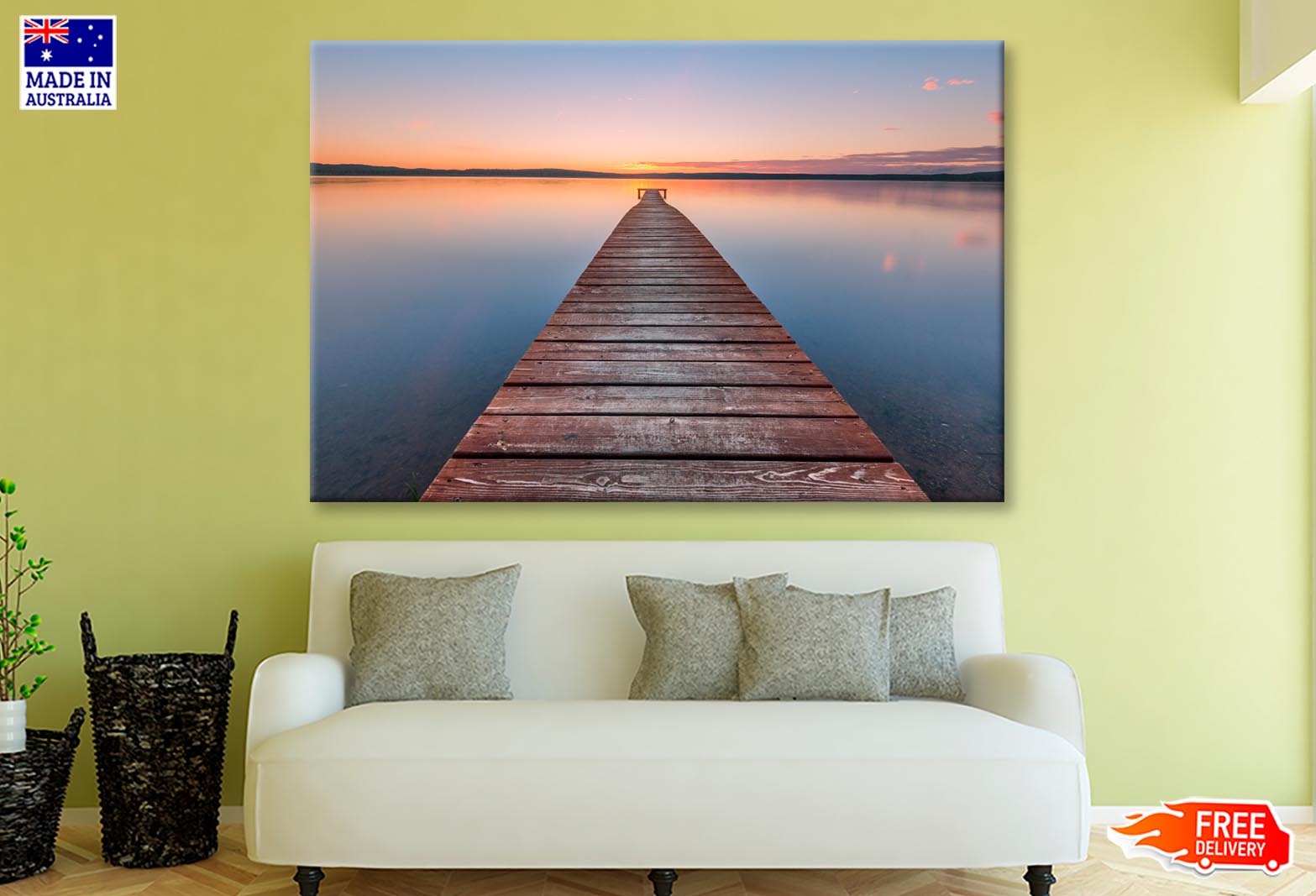 Old Wooden Pier at Sunset Long Exposure, Linear Perspective  Wall Art Decor 100% Australian Made - Bella Home Decor