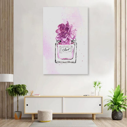 Purple Shaded Perfume with Flowers 3D Design Acrylic Glass Print Tempered Glass Wall Art 100% Made in Australia Ready to Hang