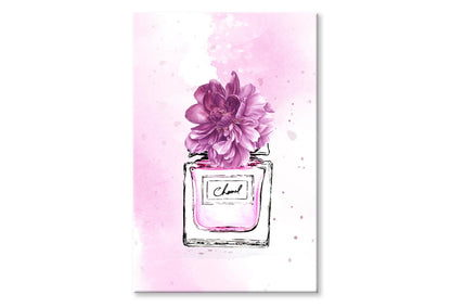 Purple Shaded Perfume with Flowers Wall Art Limited Edition High Quality Print Stretched Canvas None