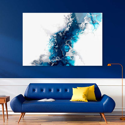 Dark Blue & White Abstract Acrylic Glass Print Tempered Glass Wall Art 100% Made in Australia Ready to Hang