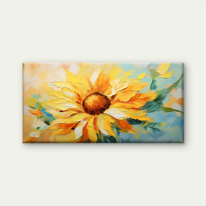 Bright Yellow Sunflowers Abstract Painting Wall Art Canvas Office Home Room Framed 120x60cm - Bella Home Decor