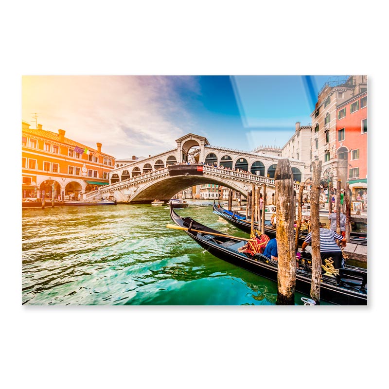 Rialto Bridge at Sunset in Venice, Italy  Acrylic Glass Print Tempered Glass Wall Art 100% Made in Australia Ready to Hang