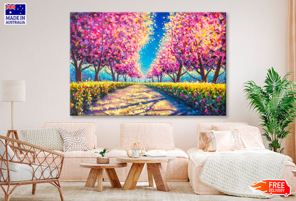 Cherry Sakura Blossom Alley Oil Painting Wall Art Limited Edition High Quality Print