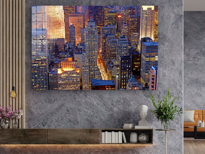 Night Cityscape View UV Direct Aluminum Print Australian Made Quality