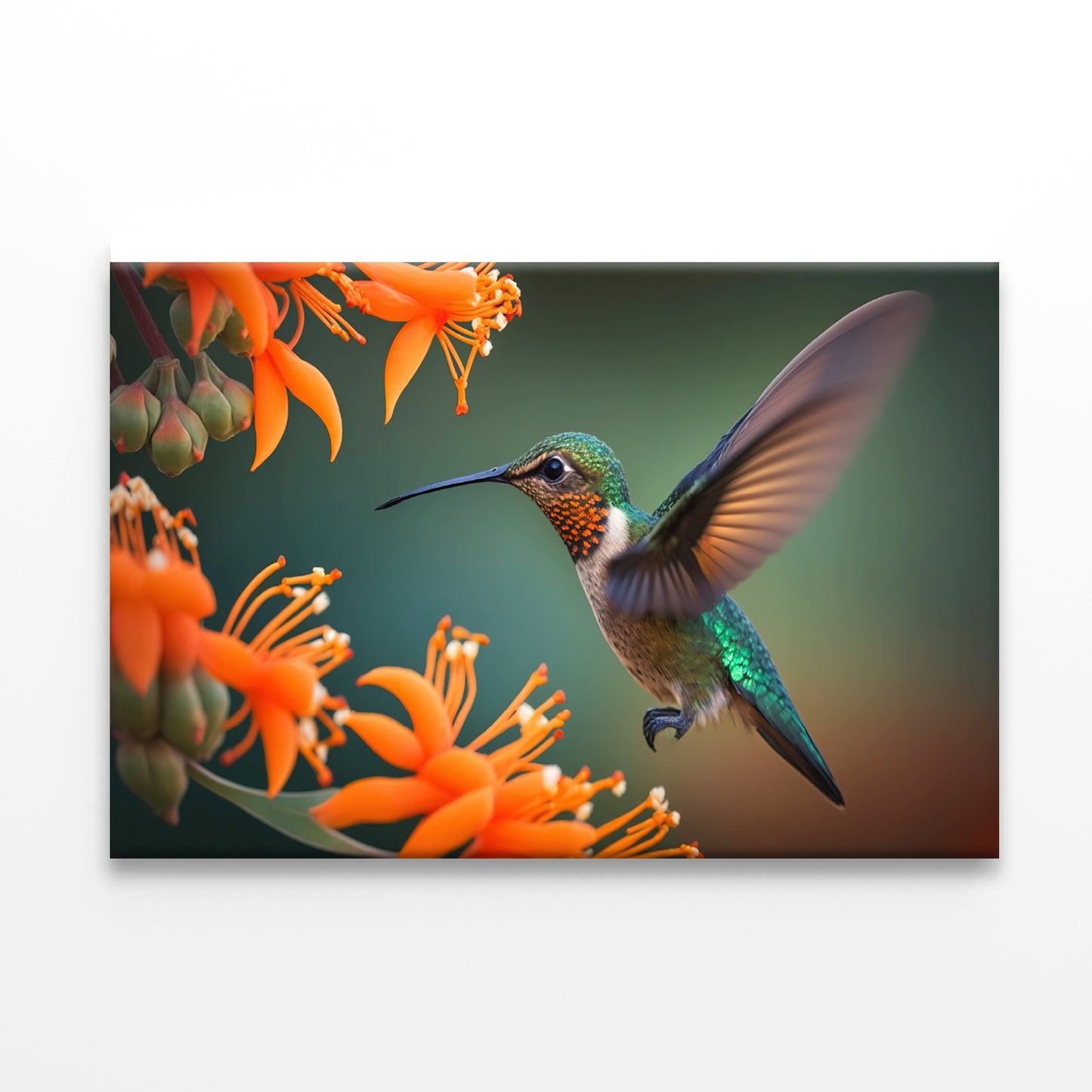 Hummingbird Flies over a Bright Flower Print 100% Australian Made - Bella Home Decor
