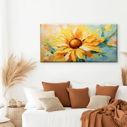 Bright Yellow Sunflowers Abstract Painting Wall Art Canvas Office Home Room Framed 120x60cm - Bella Home Decor