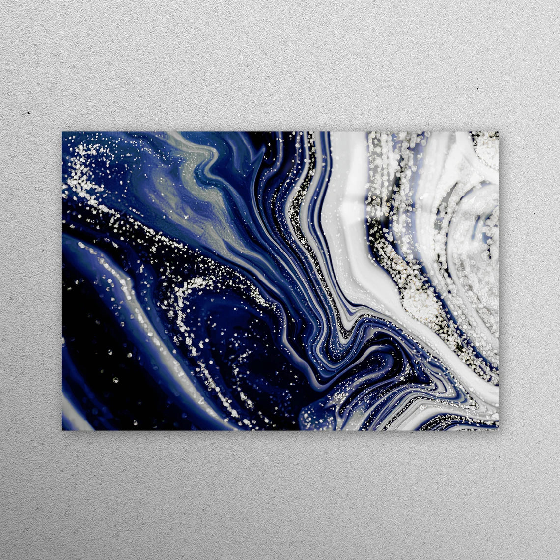 Silver Alcohol Ink Marble Acrylic Glass Print Tempered Glass Wall Art 100% Made in Australia Ready to Hang