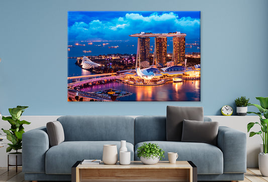 Singapore Cityscape at Marina Bay  Wall Art Decor 100% Australian Made - Bella Home Decor