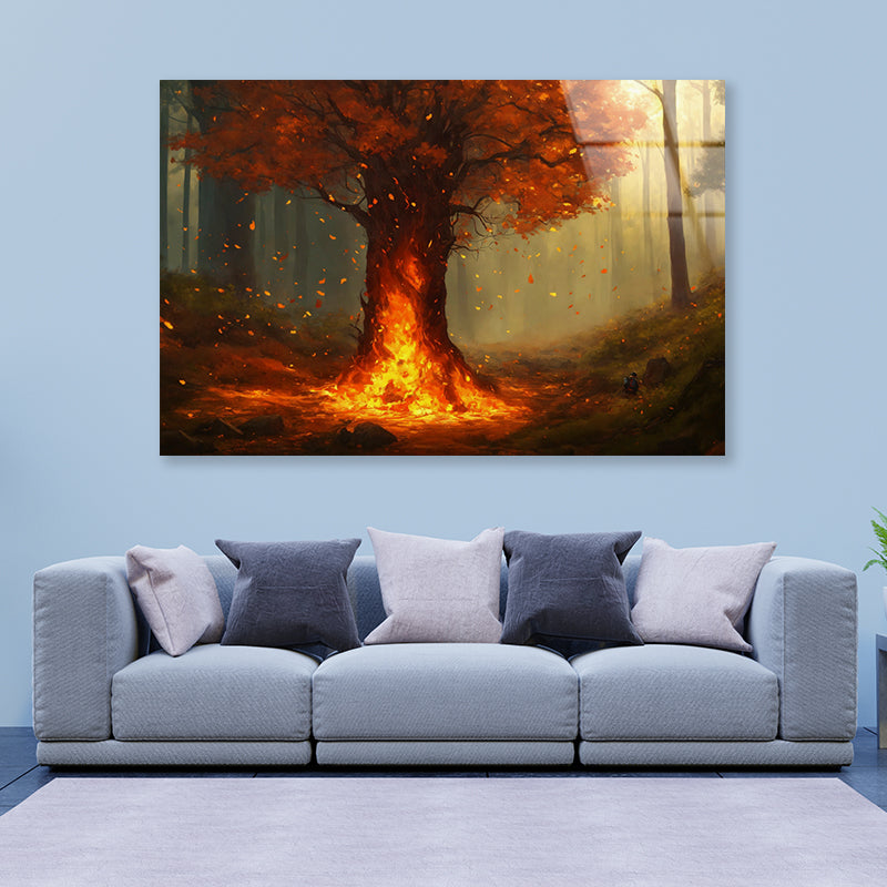Autumn Tree in the Forest Acrylic Glass Print Tempered Glass Wall Art 100% Made in Australia Ready to Hang