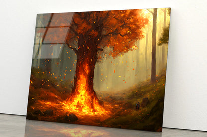 Autumn Tree in the Forest Acrylic Glass Print Tempered Glass Wall Art 100% Made in Australia Ready to Hang