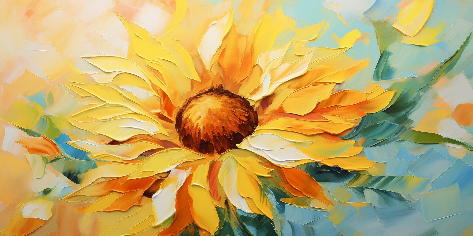 Bright Yellow Sunflowers Abstract Painting Wall Art Canvas Office Home Room Framed 120x60cm - Bella Home Decor