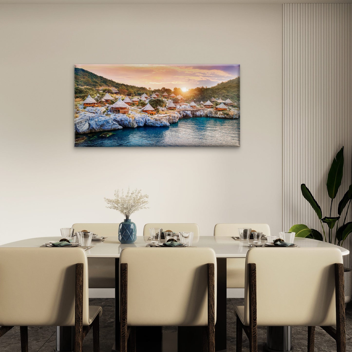 Cottage Si Chang Island Thailand Wall Art Canvas Office Home Room Framed 120x60cm