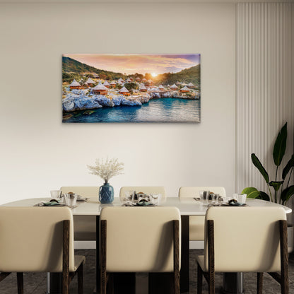 Cottage Si Chang Island Thailand Wall Art Canvas Office Home Room Framed 120x60cm