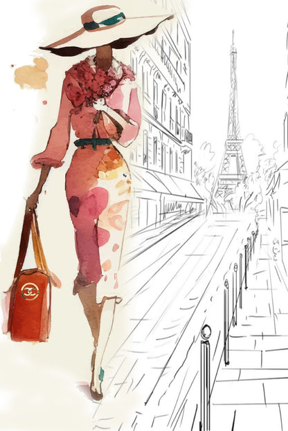 Fashion Girl with Red Bag Design Home Decor Premium Quality Poster Print Choose Your Sizes