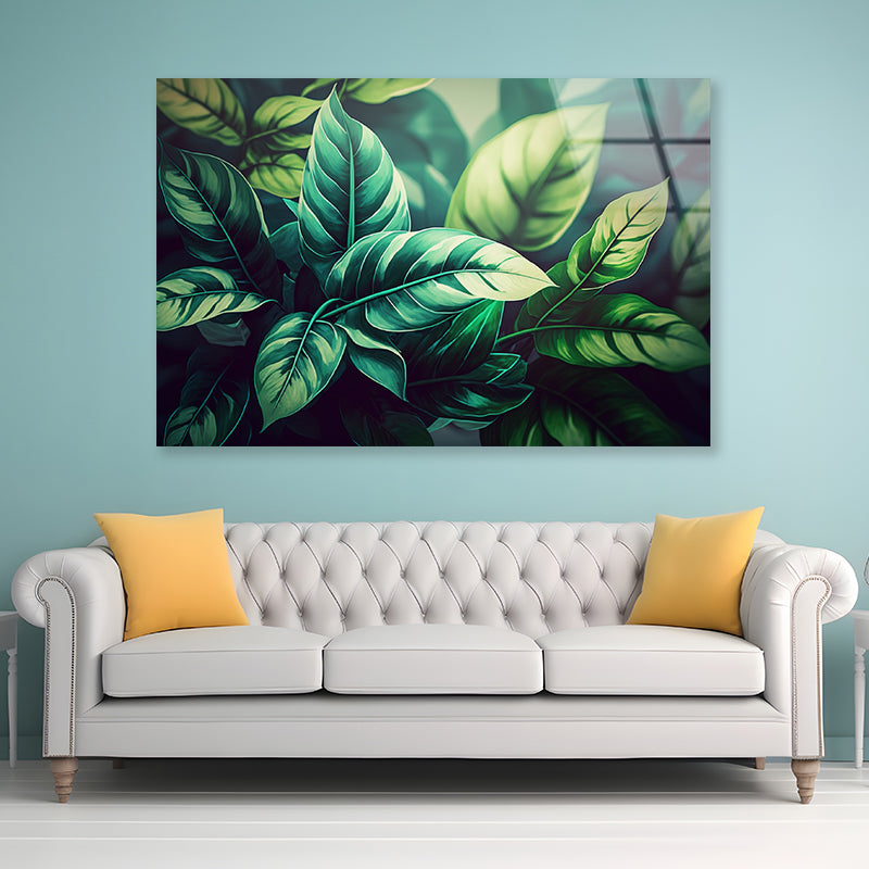 Pattern Featuring Leaves Acrylic Glass Print Tempered Glass Wall Art 100% Made in Australia Ready to Hang - Bella Home Decor