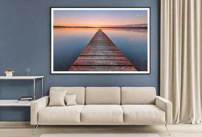 Old Wooden Pier at Sunset  Long Exposure, Linear Perspective Home Decor Premium Quality Poster Print Choose Your Sizes