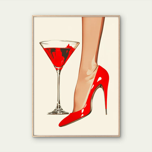 Red Wine Glass Fashion Heels Fashion Home Decor Premium Quality Poster Print Choose Your Sizes - Bella Home Decor