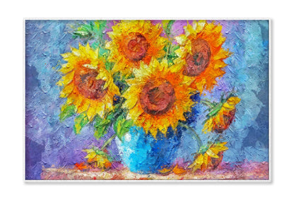 Yellow Sunflower Vase on Table Wall Art Limited Edition High Quality Print