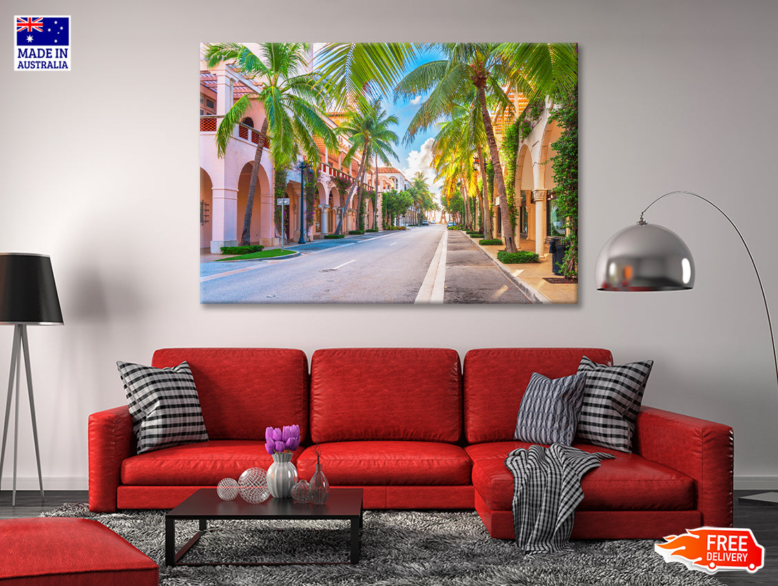 Palm Trees in Streets of Florida Print 100% Australian Made - Bella Home Decor