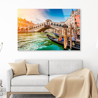 Rialto Bridge at Sunset in Venice, Italy  Acrylic Glass Print Tempered Glass Wall Art 100% Made in Australia Ready to Hang