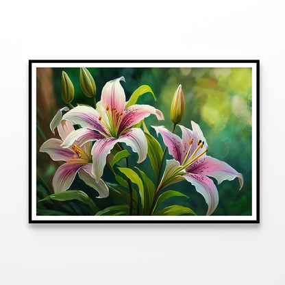 Bright Pink Lilies Blooming Home Decor Premium Quality Poster Print Choose Your Sizes