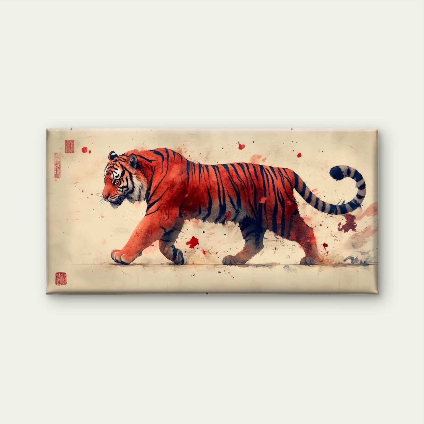 Chinese Tiger Painting Wall Art Canvas Office Home Room Framed 120x60cm