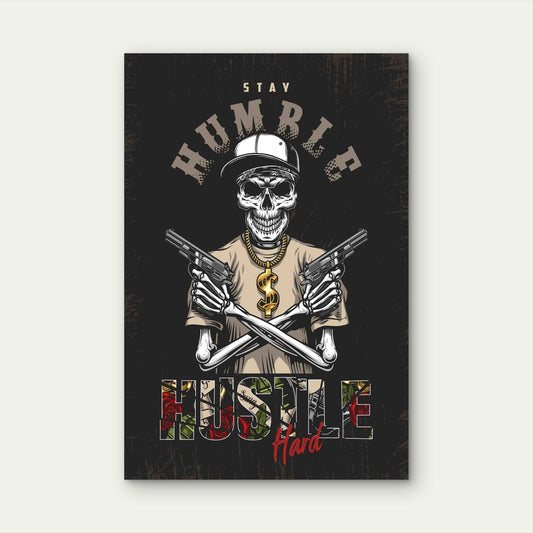 Skeleton Gangster Guns 60x90cm Metal Print Ready to Hang
