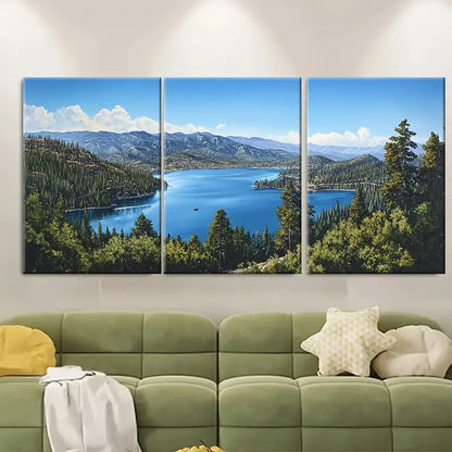 3pcs Mountain & Lake Scene Metal Print Ready to Hang Art