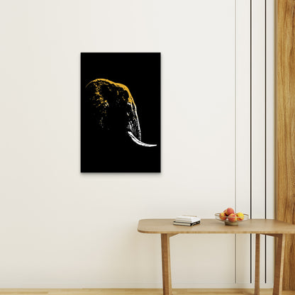 Graphic Illustration of an Elephant's Head 40x60cm Metal Print Ready to Hang