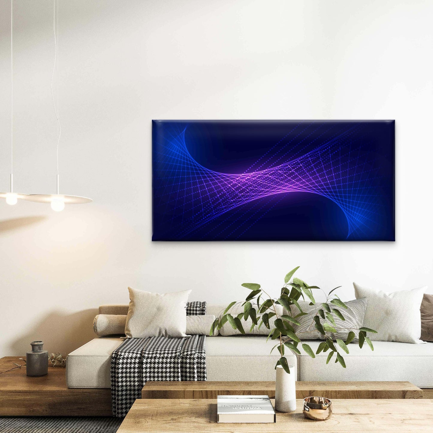Digital Wave Connectivity Wall Art Canvas Office Home Room Framed 120x60cm - Bella Home Decor