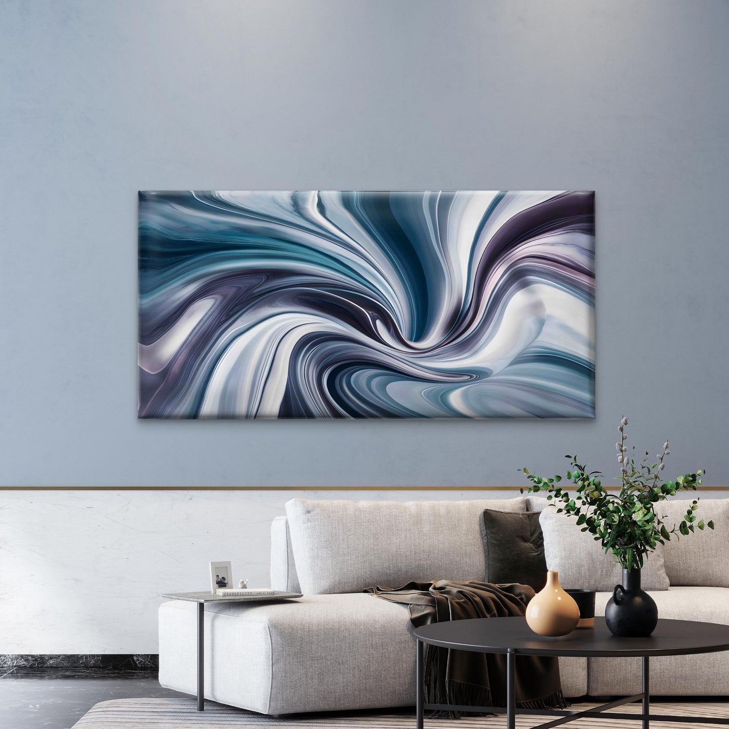 Blue White Abstract Background Wall Art Canvas Office Home Room Framed 120x60cm - Bella Home Decor