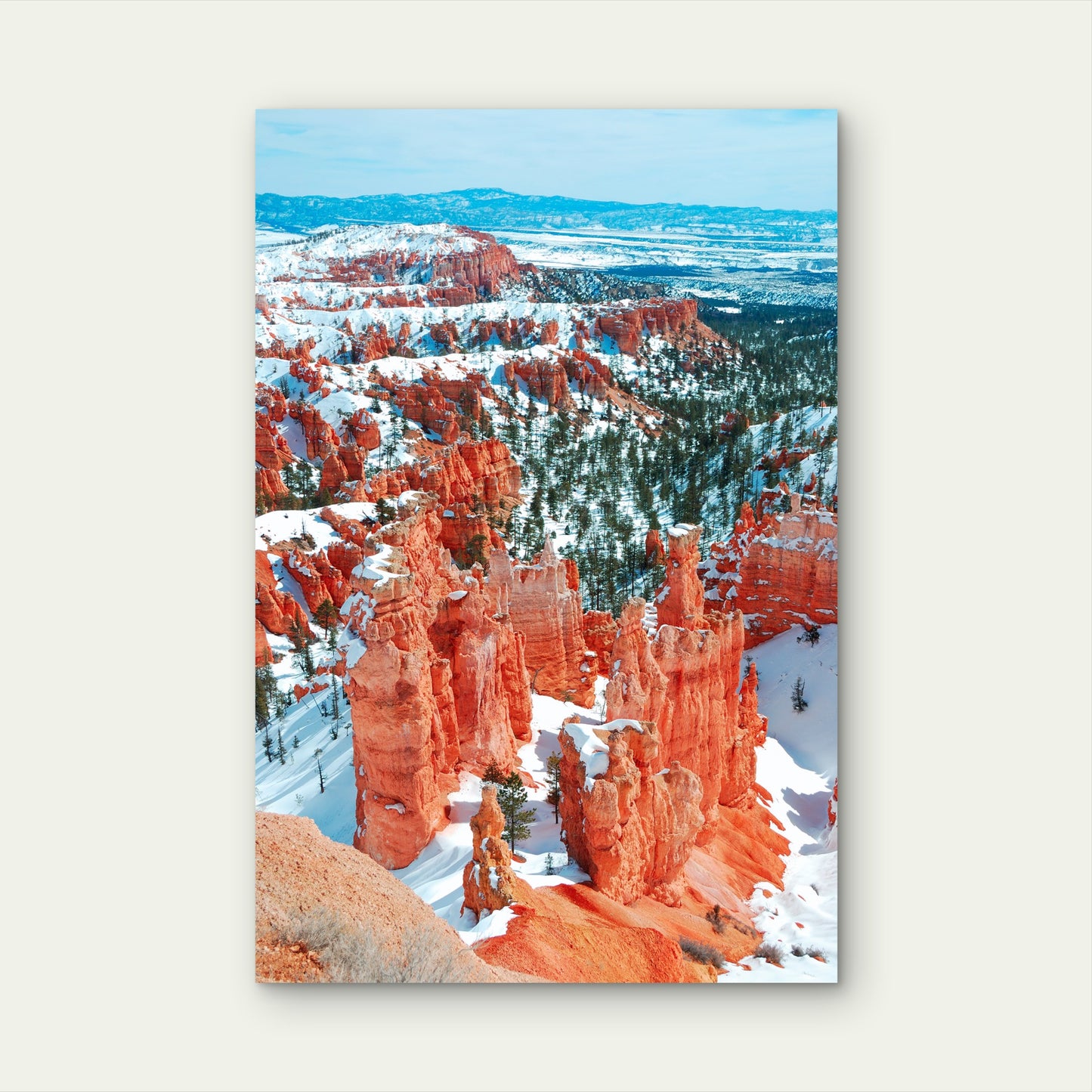 USA Bryce Canyon Winter Hoodoos Red 40x60cm Metal Print Ready to Hang