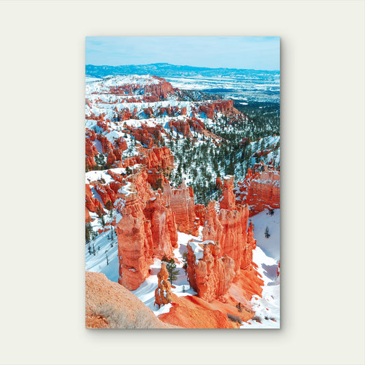 USA Bryce Canyon Winter Hoodoos Red 40x60cm Metal Print Ready to Hang