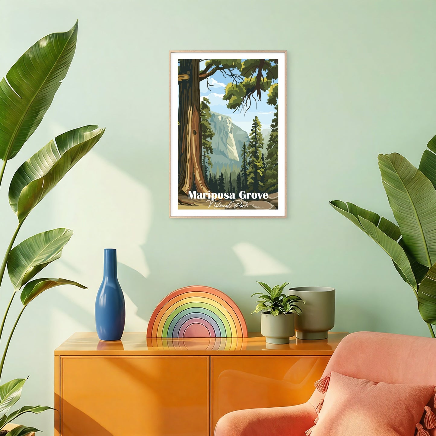 Mariposa Grove National Park Wilderness USA Travel Poster Print Wall Art
