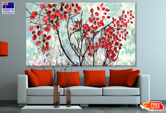 Tree with Red Leaves on Blue Painting 90x60cm Print 100% Australian Made