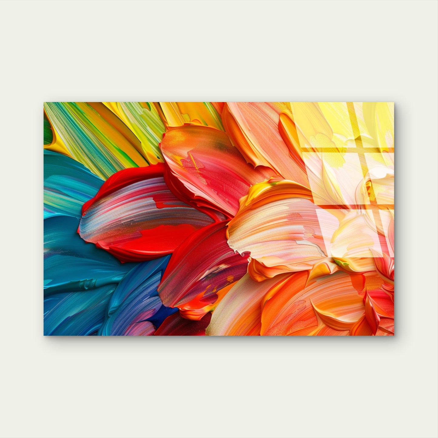 Vibrant Colorful Thick Brushstroke Acrylic Glass Printing Wall Art Australian Made Quality