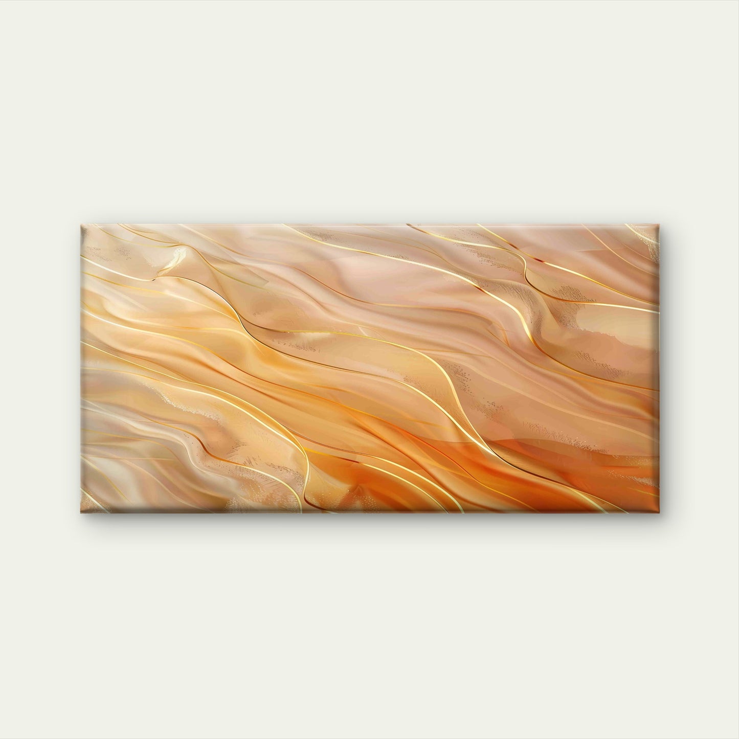 Coastal Gold Ochre Ripples Wall Art Canvas Office Home Room Framed 120x60cm