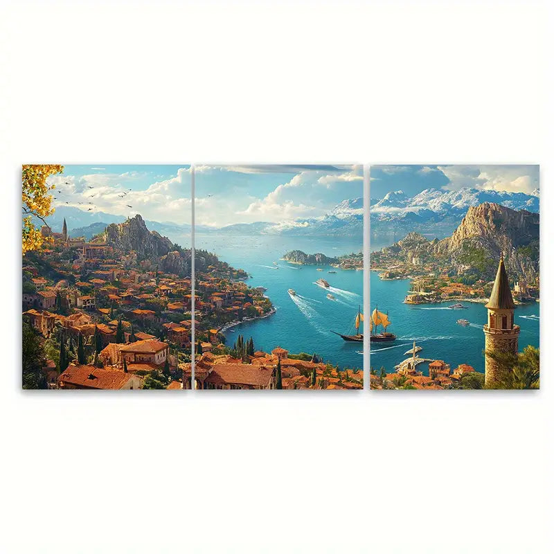 3pcs Lideniz Turkey Scenic Travel Poster Wall Art Set Canvas Framed 40x60cm - High Quality Print 100% Australian Made Wall Canvas Ready to Hang