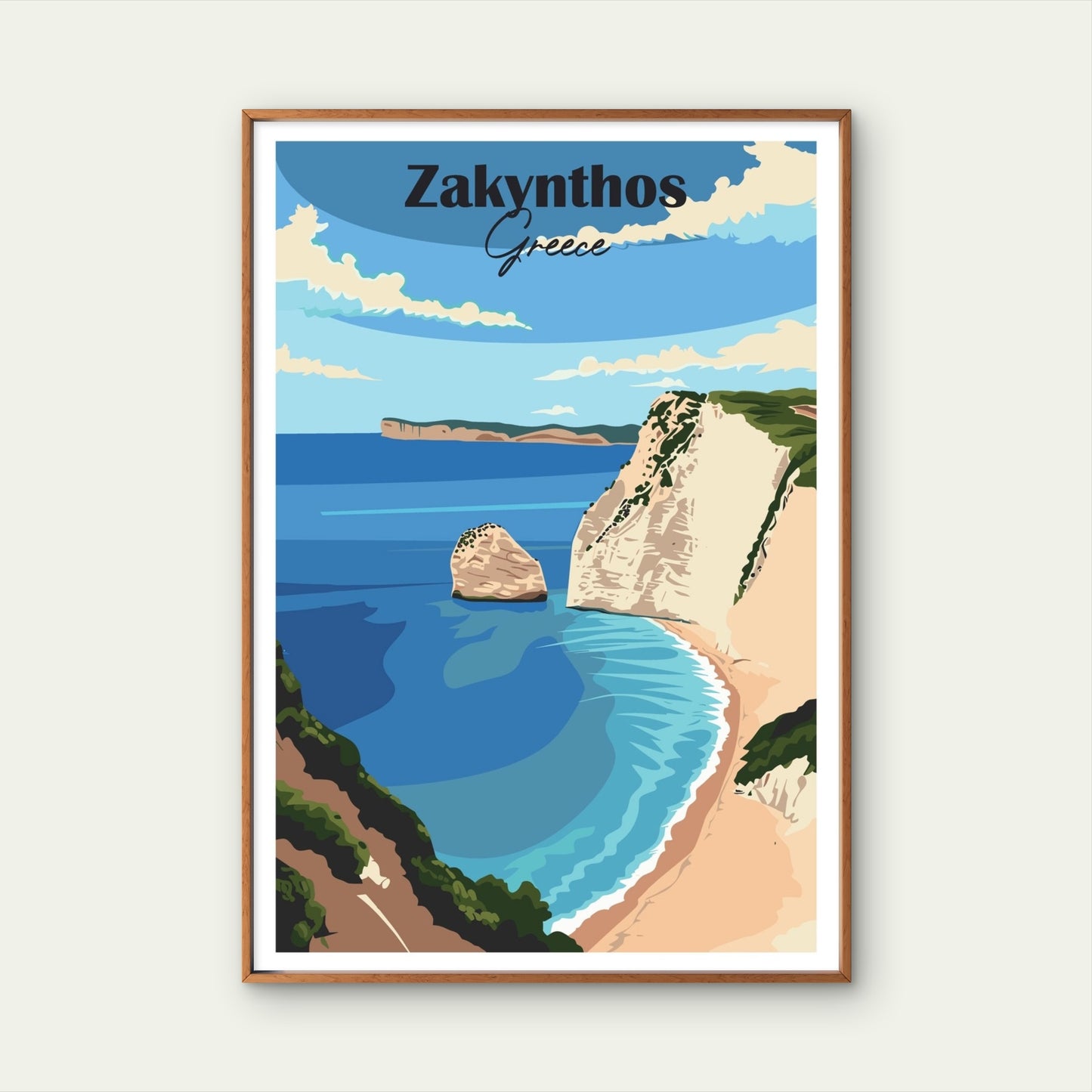 Zakynthos Greece Mizithres Beach Sea Keri Travel Poster Print Wall Art