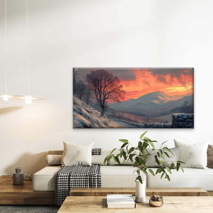 Sunset Over Snowy Mountains Wall Art Canvas Office Home Room Framed 120x60cm - Bella Home Decor