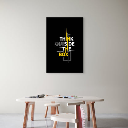 Think Outside The Box Geometric Graphic Typography 5mm thick Plastic Poster Ready to Hang 90x60cm