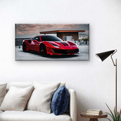 Ferrari 488 Pista Supercar Racing Wall Art Canvas Office Home Framed 120x60cm