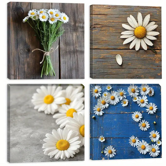 4pcs Magnolia Flower Canvas Print Wall Art Canvas Framed