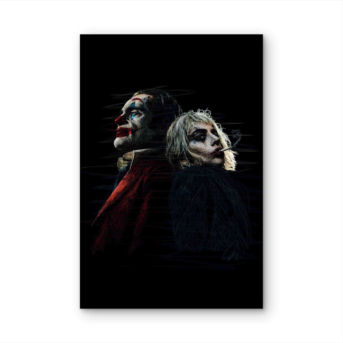 Moody Gritty Smudged Clown Sketch 0x90cm Metal Print Ready to Hang - Bella Home Decor